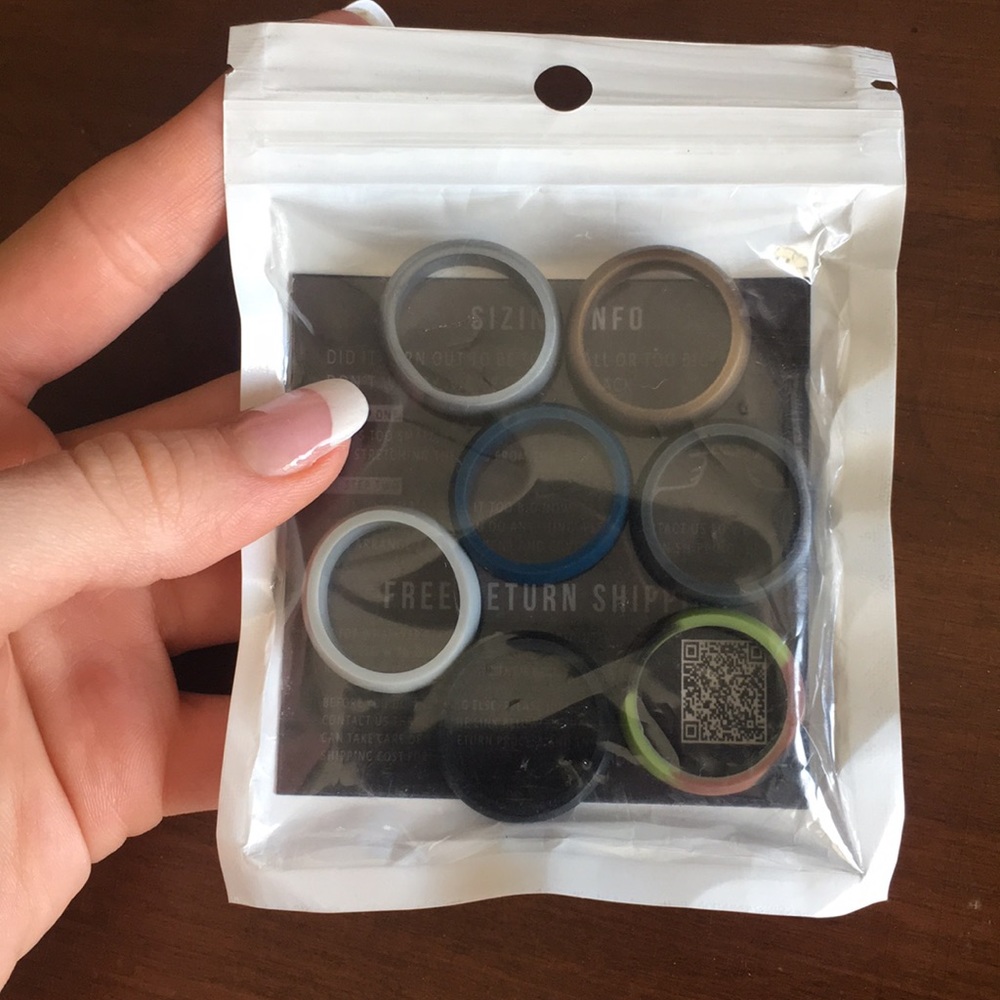 Silicone Men’s Rings, Pack of 7 - Size 9